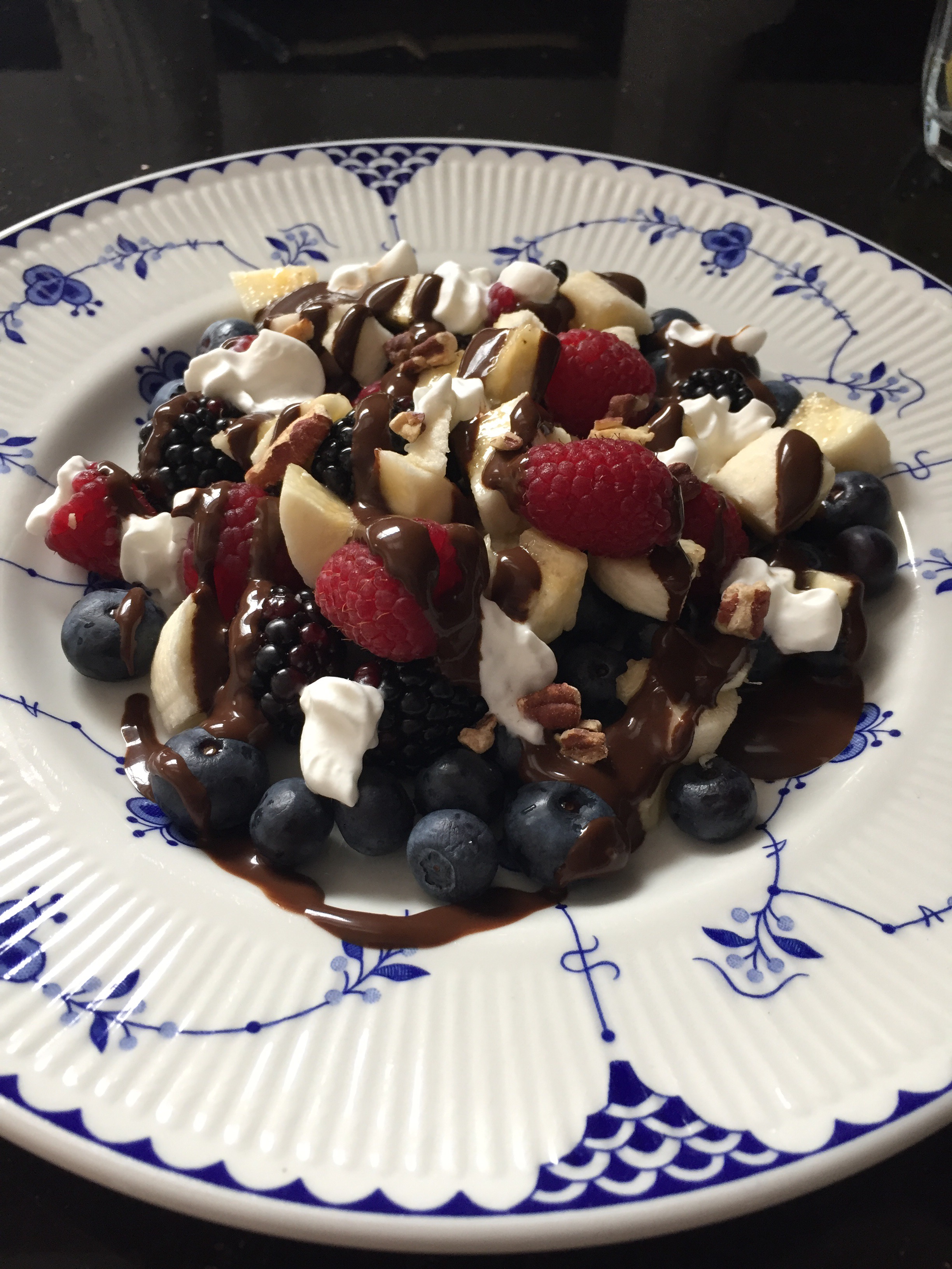 Image of berry banana chocolate sundae