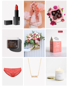 Collage of valentine gifts
