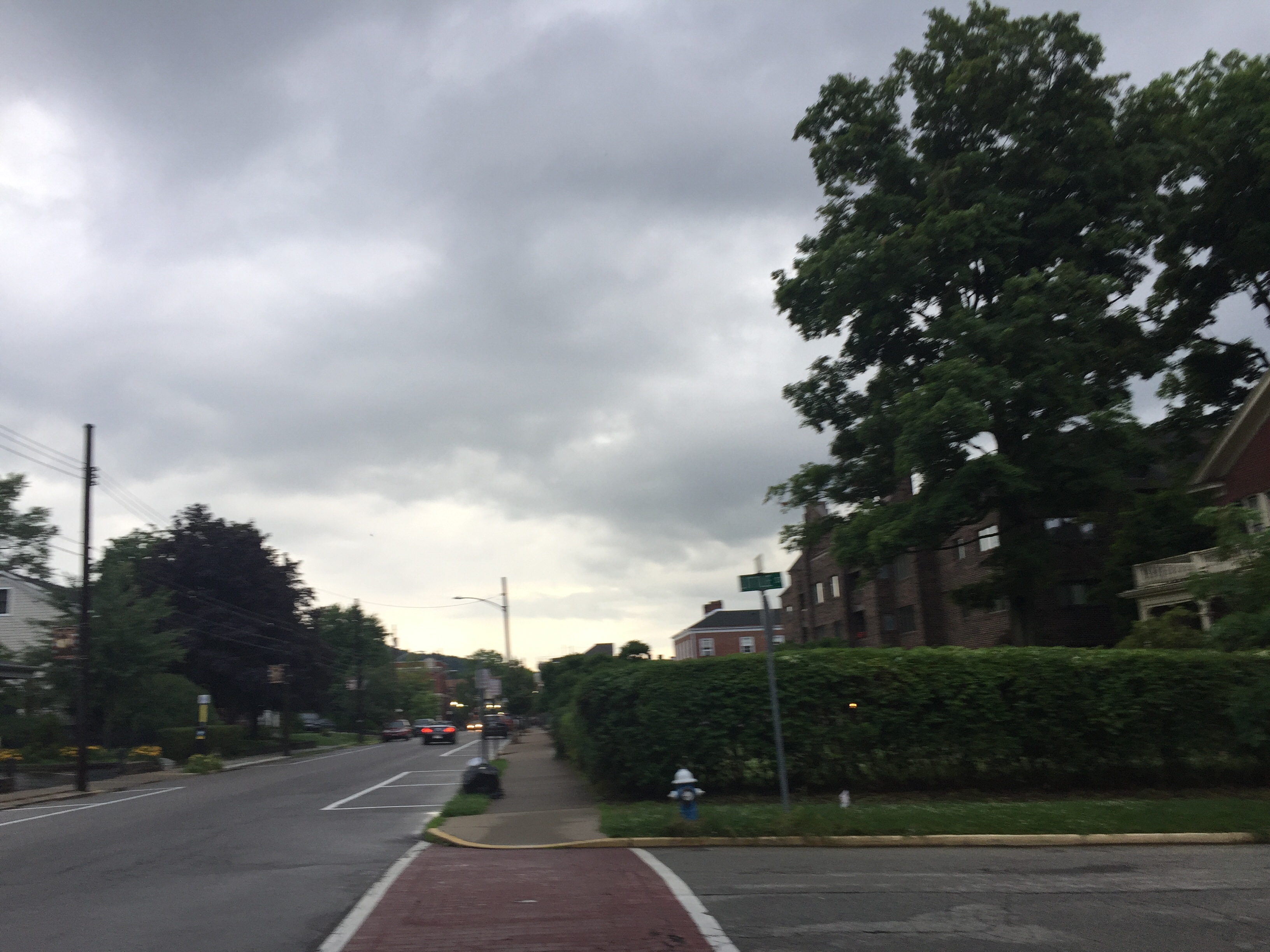 Storm clouds over quaint town