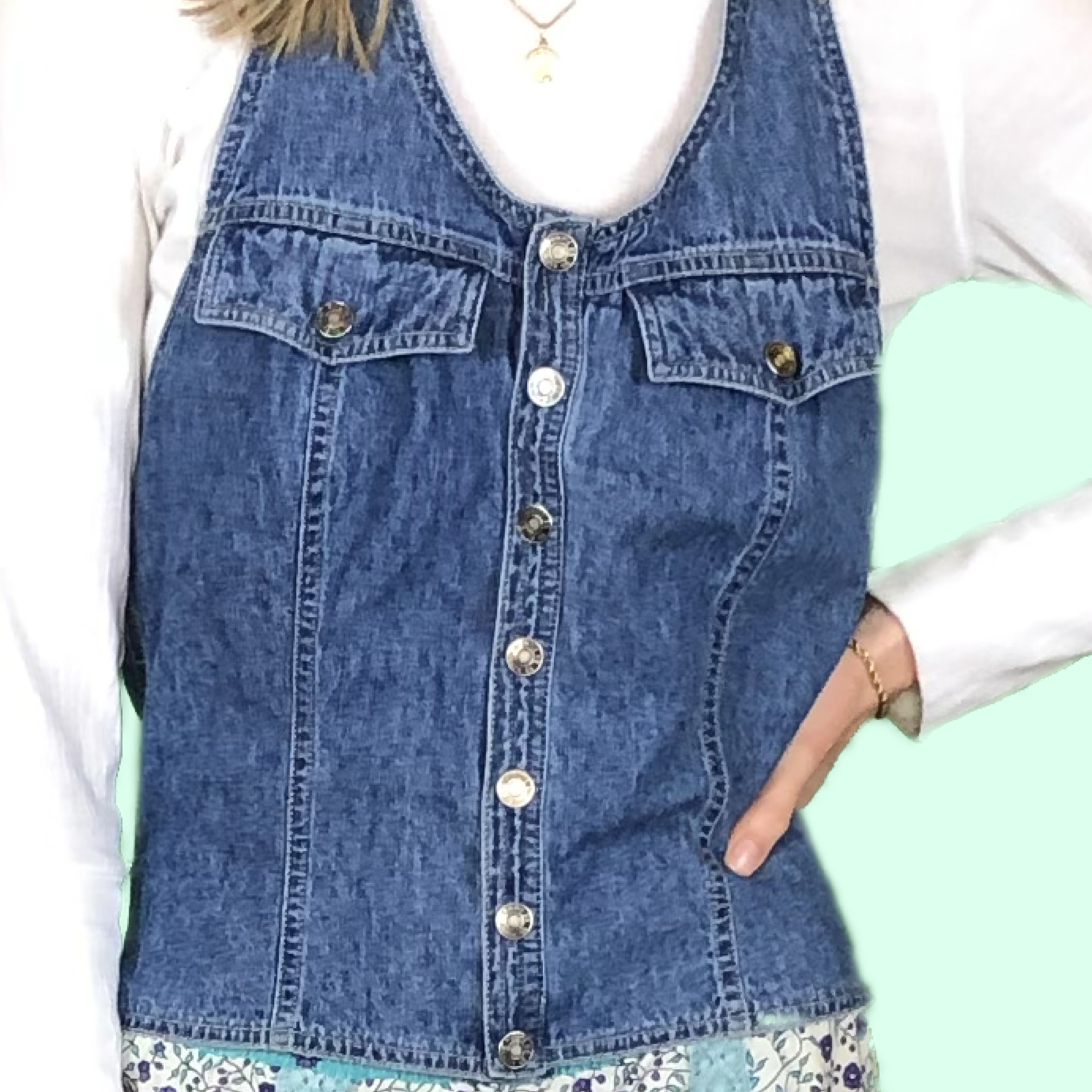 vintage denim vest front view
