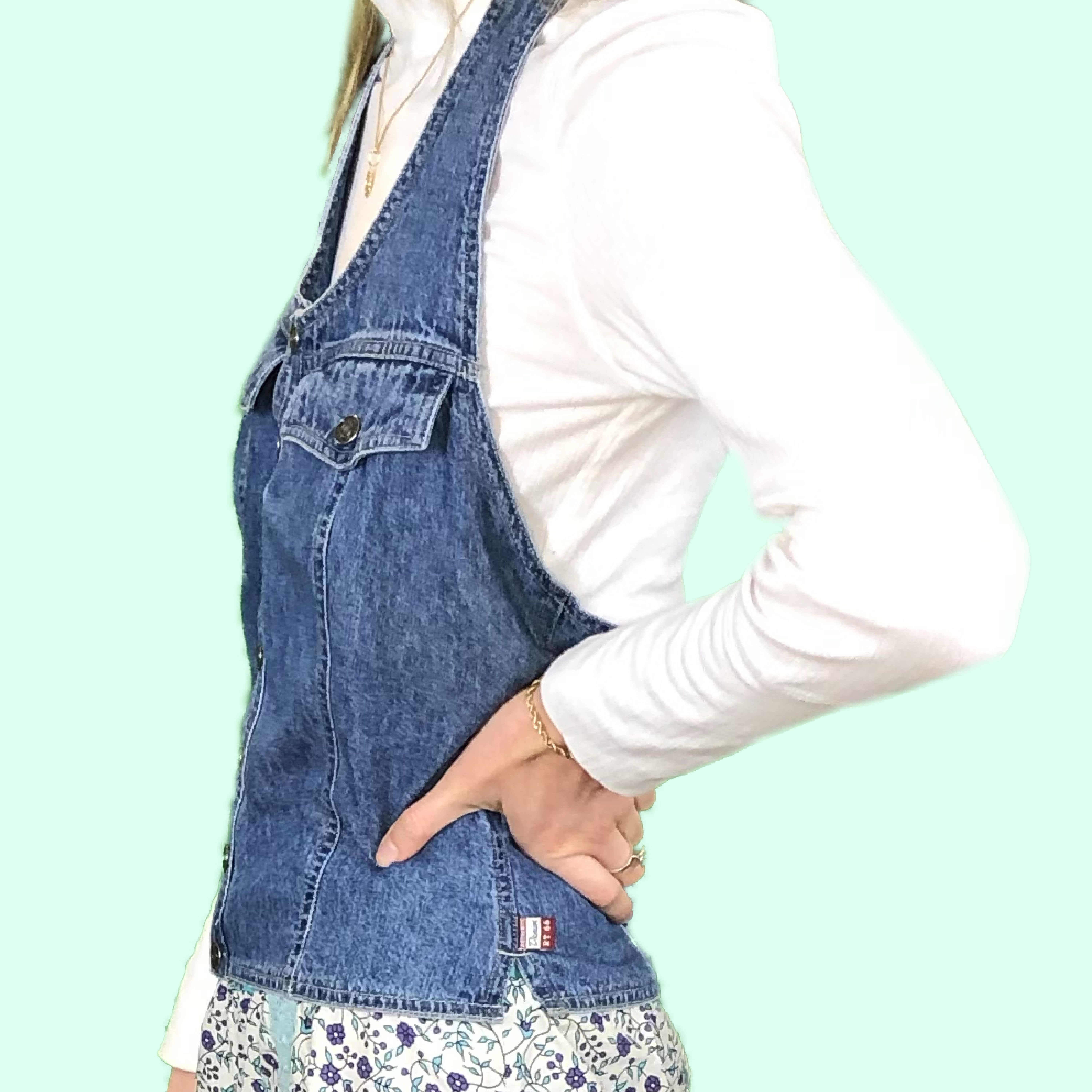 vintage denim vest side view