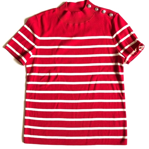 Hint of nautical, striped mock-neck sweater by&nbsp;Talbots