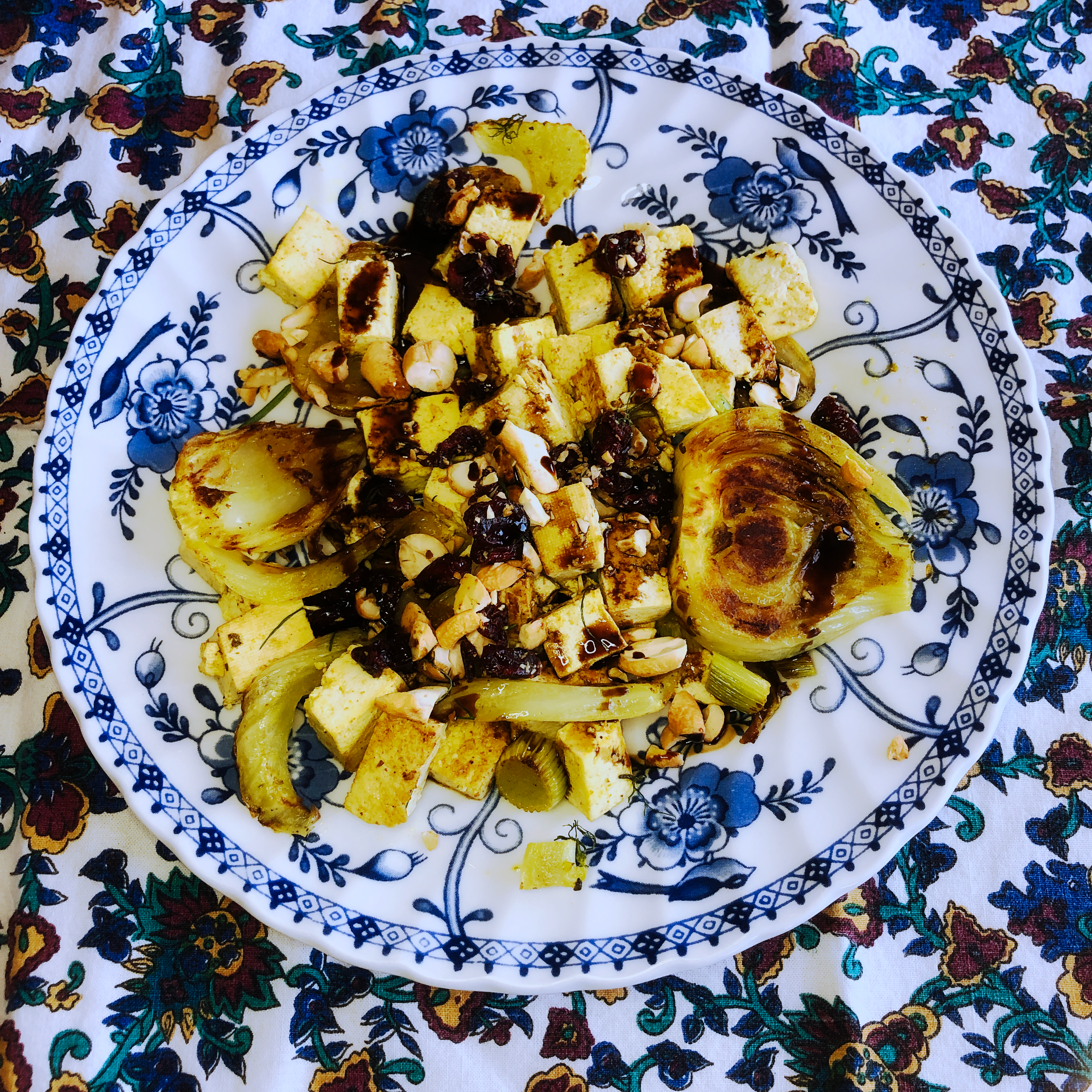 image of curried tofu and fennel recipe on plate for consumption